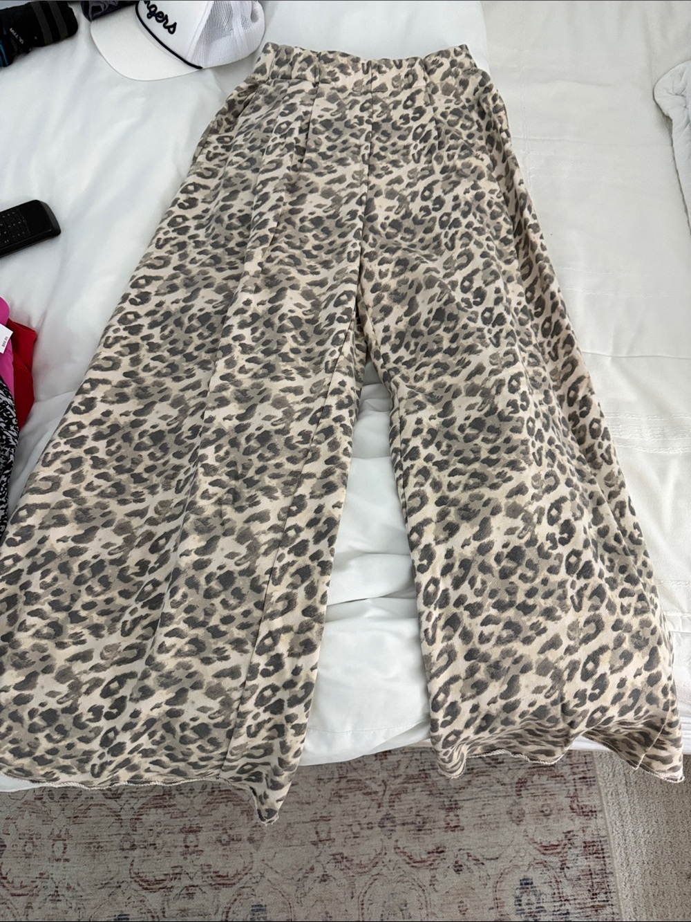 aerie Wide-Leg Leopard Print Trousers - Beige & Taupe - Picture 2 of 3
